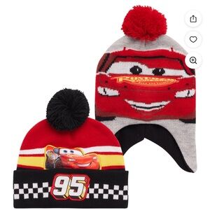 Disney Cars Lightning McQueen Beanie Set - Red and Black